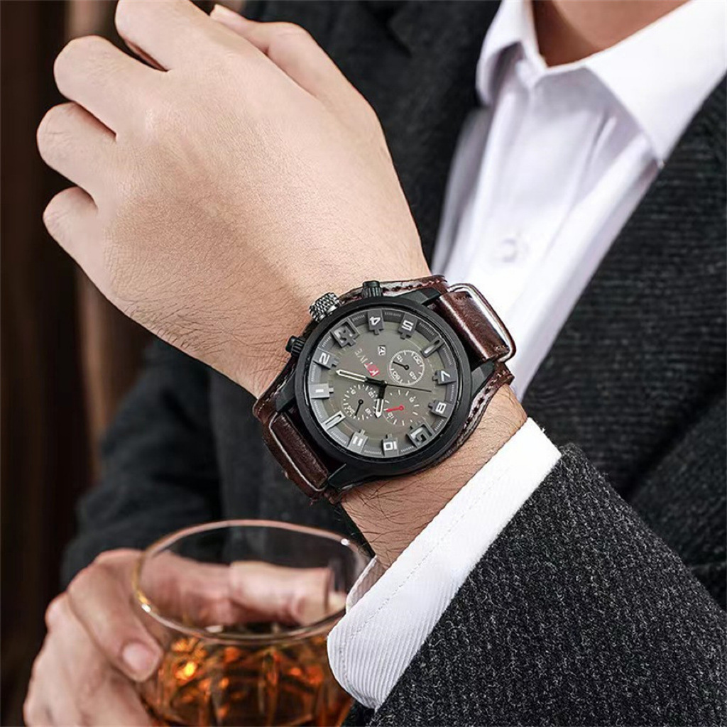 Retro Luxury Men Quartz Watch  - Leather Watch Band Men incelemesi ve fiyatı