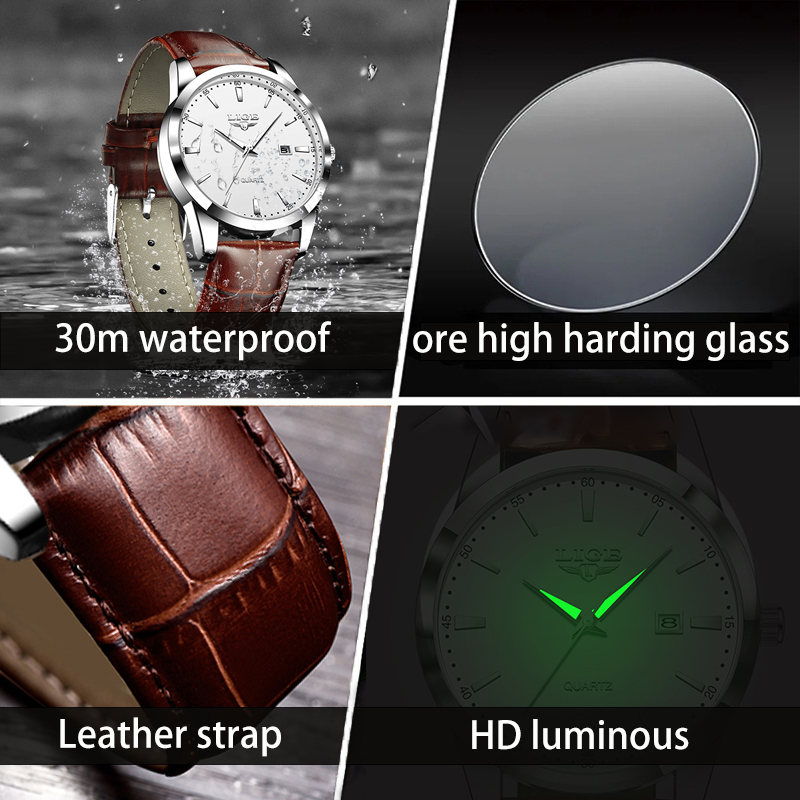 LIGE Man Watch Fashion Leather - Leather Watch Band Men incelemesi ve fiyatı