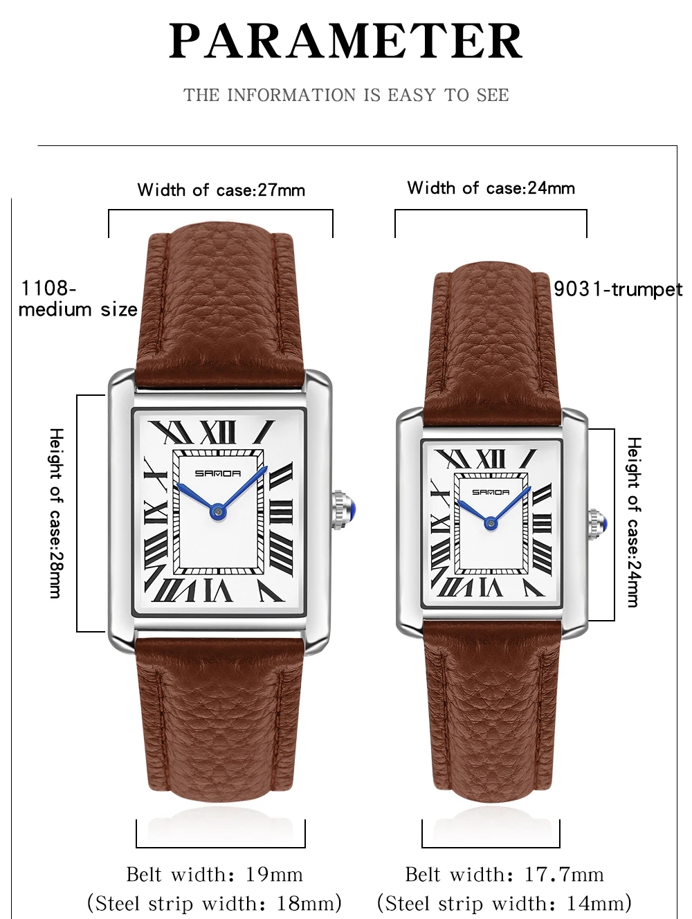 Sanda Rectangular Wrist Watche - Leather Watch Band Men incelemesi ve fiyatı