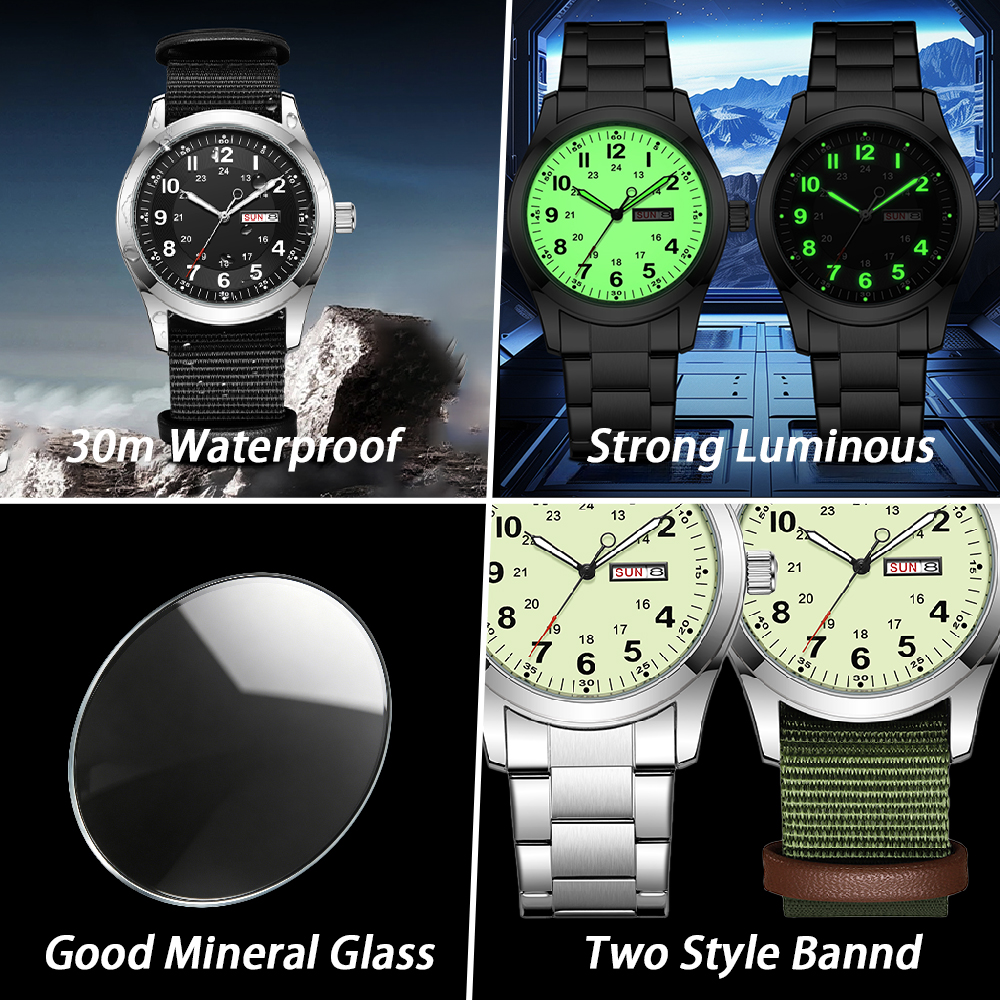 2026 Men's 42mm Watch Glow in  - Canvas Strap Watch incelemesi ve fiyatı