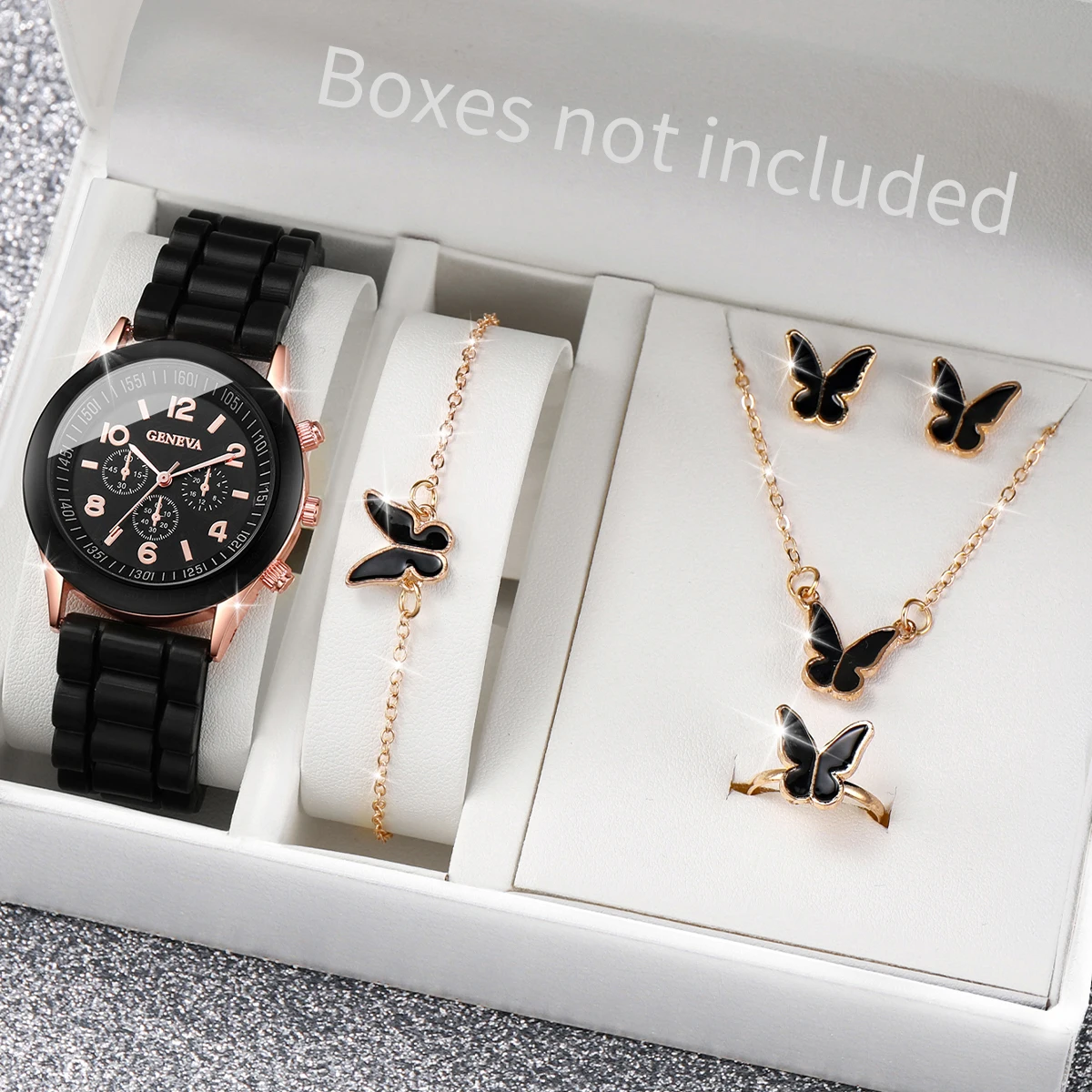 5/6PCS Fashion Women Watches C - Silicone Band Women incelemesi ve fiyatı