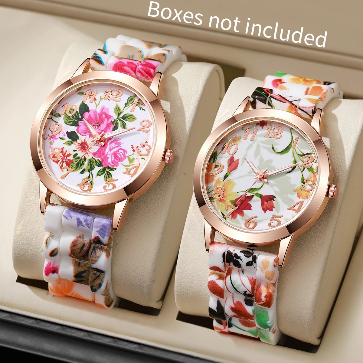 2PCS Fashion Flower Printed Wo - Silicone Band Women incelemesi ve fiyatı
