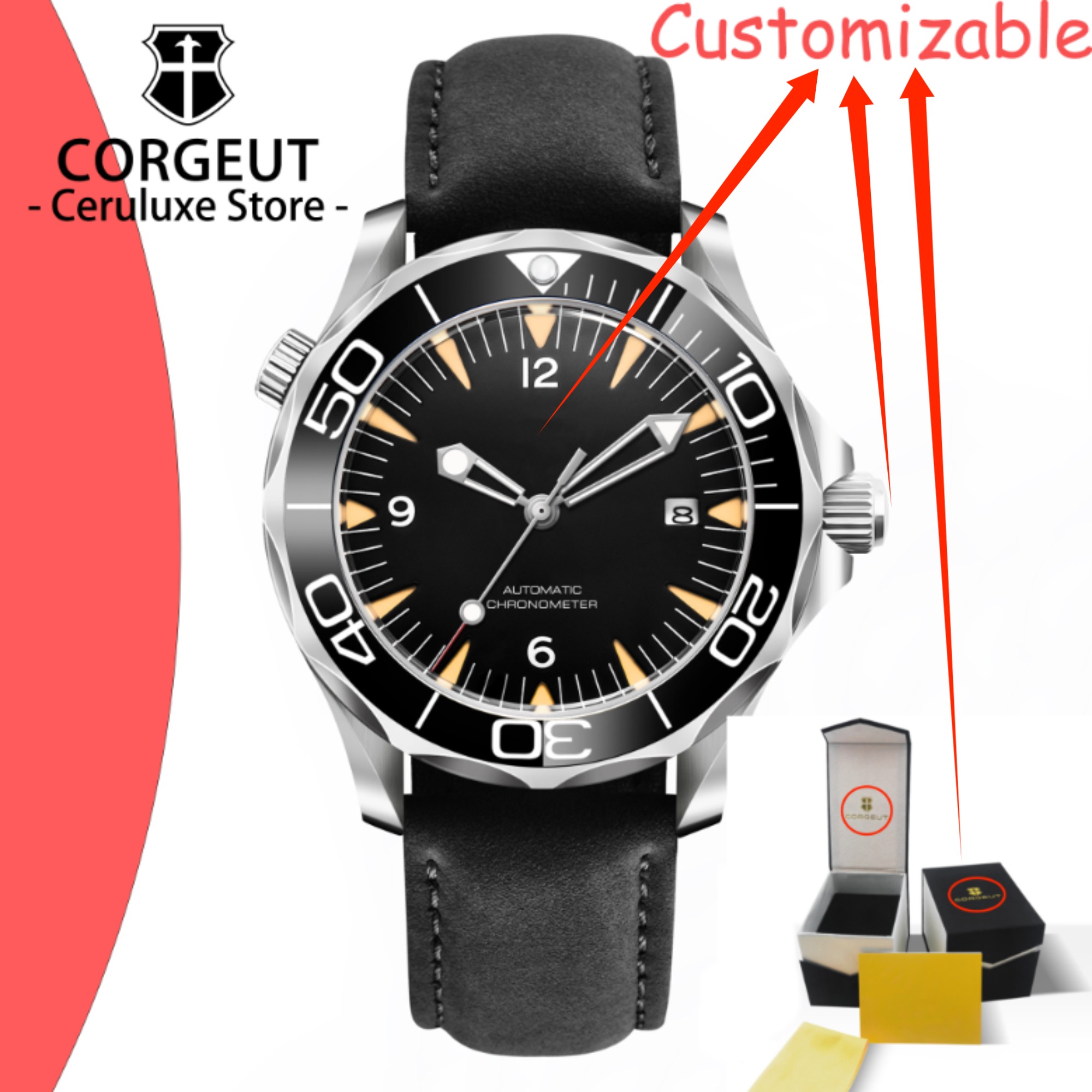 CUSTOM Logo Sapphire Glass Aut - Stainless Bracelet Diver incelemesi ve fiyatı
